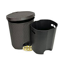 Пластикове відро з педаллю для сміття 11Л RAINDROP овальне, шоколад SNMZ, фото 4