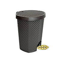 Пластикове відро з педаллю для сміття 11Л RAINDROP овальне, шоколад SNMZ, фото 3