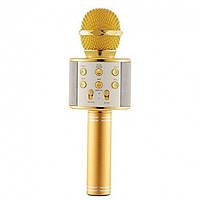 Беспроводный Bluetooth караоке микрофон с изменением голоса WSTER WS-858 Золотой Original Gold