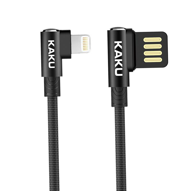 USB кабель кутовий Kaku KSC-028 USB - Lightning 1m - Black, фото 1