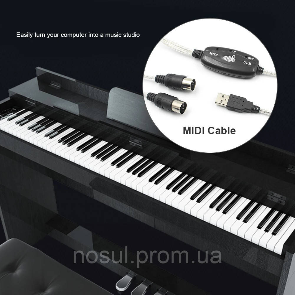 MIDI интерфейс (2 х DIN5) кабель USB подключение аудио оборудования (синтезатор, миди клавиатура, гитара...) - фото 8 - id-p917788