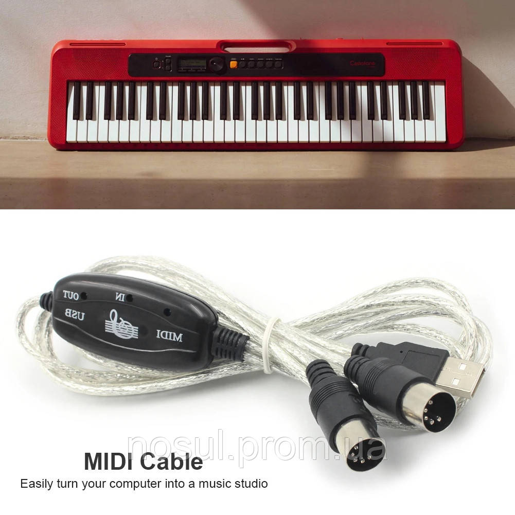 MIDI интерфейс (2 х DIN5) кабель USB подключение аудио оборудования (синтезатор, миди клавиатура, гитара...) - фото 9 - id-p917788