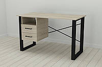 Письменный стол с ящиками Ferrum-decor Оскар 750x1400x600 металл Черный ДСП Сонома 16 мм (OSK0025)