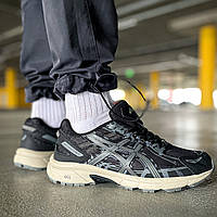 Чоловічі кросівки Asics Gel-Venture 6 "Black/Gray" весна осінь літо демісезонний текстиль. Живе фото