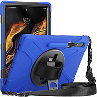 Чехол с ремешком Pirate King Case + Пленка для Samsung Galaxy Tab S8 Ultra / S9 Ultra Blue