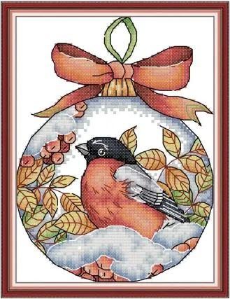 Набір для вишивання за нанесеною на канву схемою "Red-bellied Bird 3". AIDA 14CT printed, 17*21 см