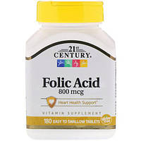 Фолиевая кислота 21st Century Folic Acid 800 mcg 180 Tabs