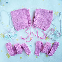 Шапка гномик, шарфик і рукавички для ляльки пупса бебі боран