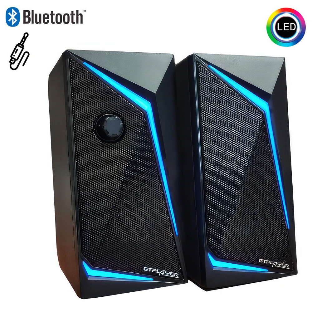 Колонки для комп'ютера Gtplayer Speaker 2 з LED підсвічуванням та Bluetooth, акустична система для пк, фото 1