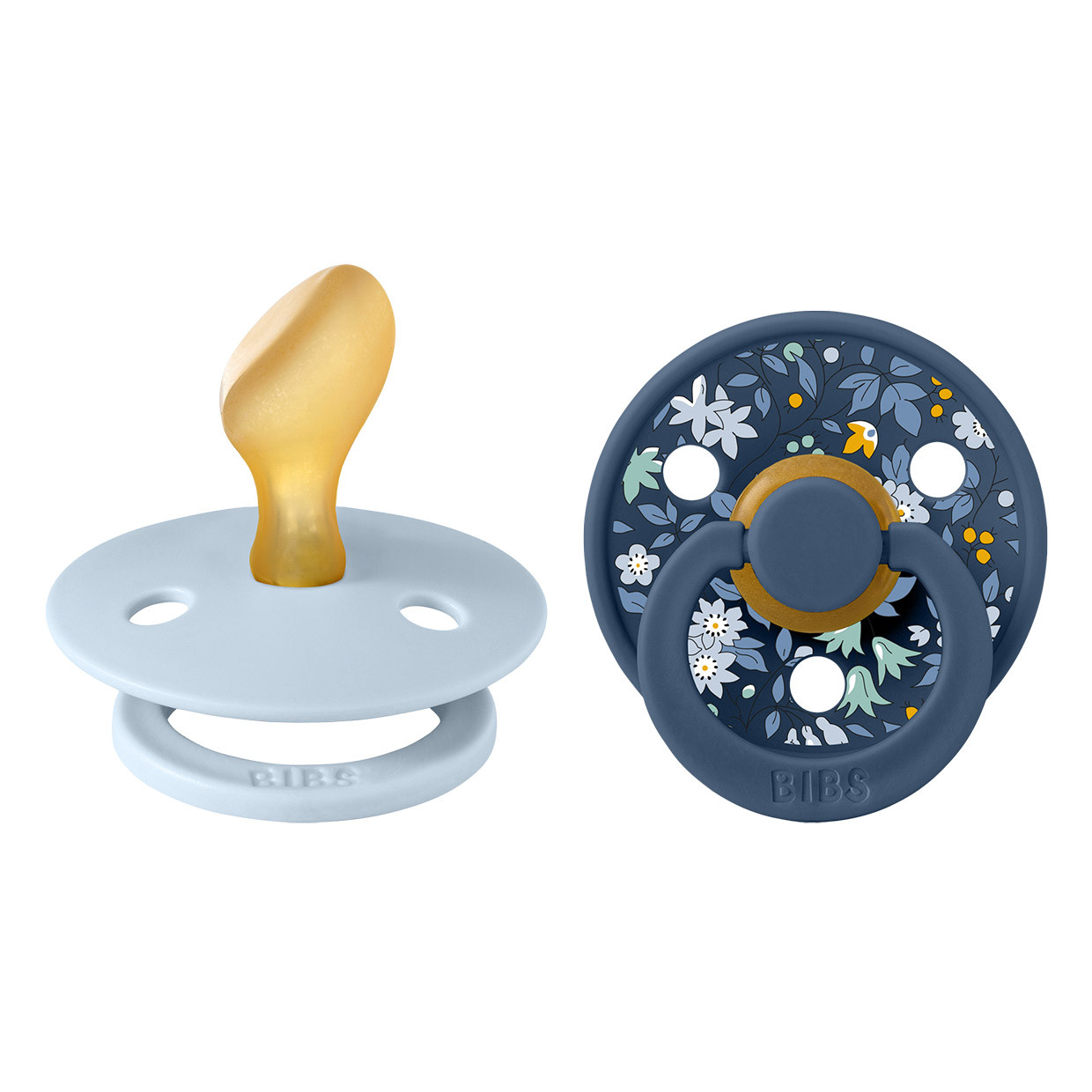 Пустушка BIBS x Liberty Colour Latex Anatomical (анатомічна) – Chamomile Lawn Baby Blue / Steel Blue Mix від 6 міс (2 в упаковці), фото 1