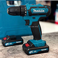 Аккумулятрный шуруповерт + набор бит и сверл в кейсе MAKITA DF331D (550 DWE) (21V, 3AH), Макита