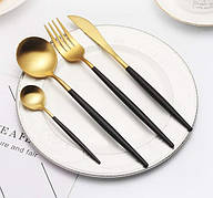 Набір столових приладів 4 предмети A-Plus Cutlery set GOLD Золотий на 1 персону ложка, вилка, ніж