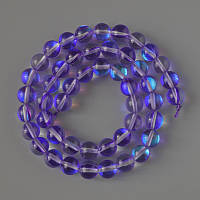 Намистини Опалове скло гладка кулька фіолетовий прозорий хамелеон d-8мм + - L-38см + - на нитці