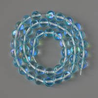 Намистини Опалове скло гладка кулька блакитний прозорий хамелеон d-8мм + - L-38см + - на нитці