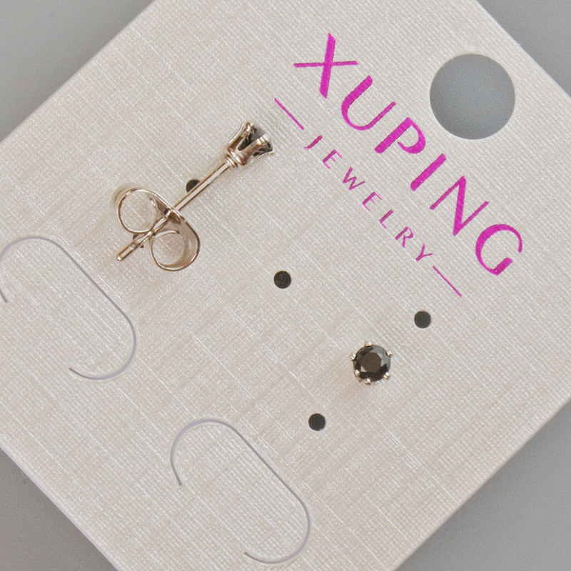 Сережки пусети Xuping з чорним кристалом d-3,5мм+- Родій