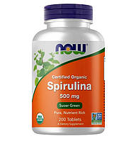 Спирулина NOW Foods Spirulina Certified Organic 500 mg 200 Tabs