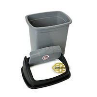 Відро з кришкою для сміття 5Л FLAT CLICK пластик, сірий SNMZ, фото 3