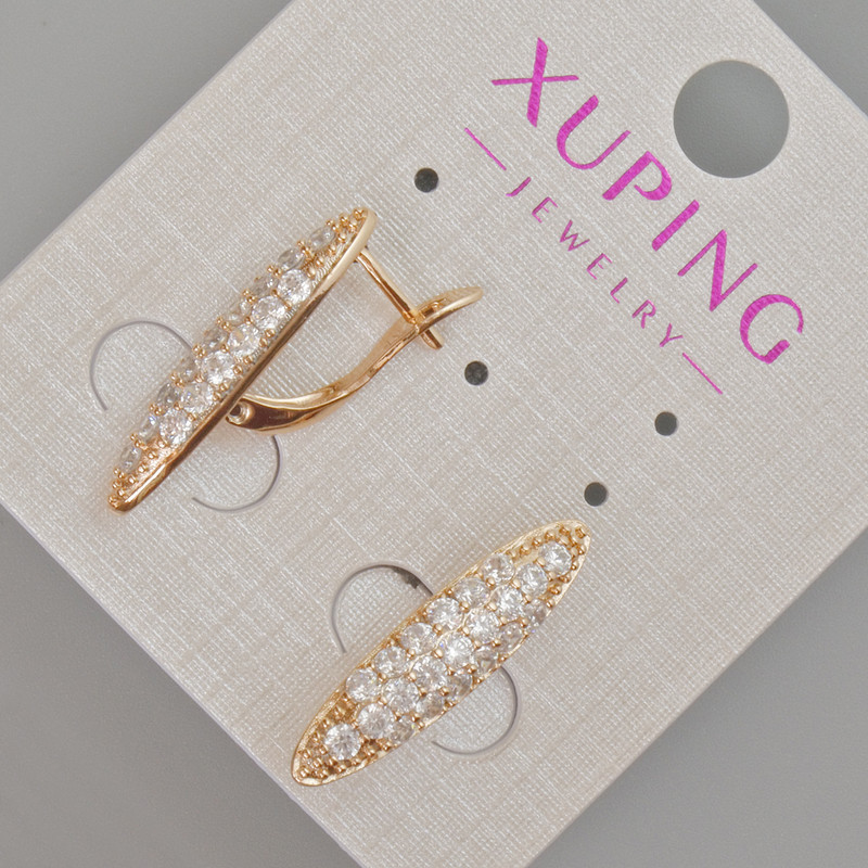 Сережки Xuping з білими стразами d-23х6мм+- Позолота 18К