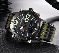 Мужские военные армейские стильные популярные тактические модные часы с секундомером будильником подсветкой