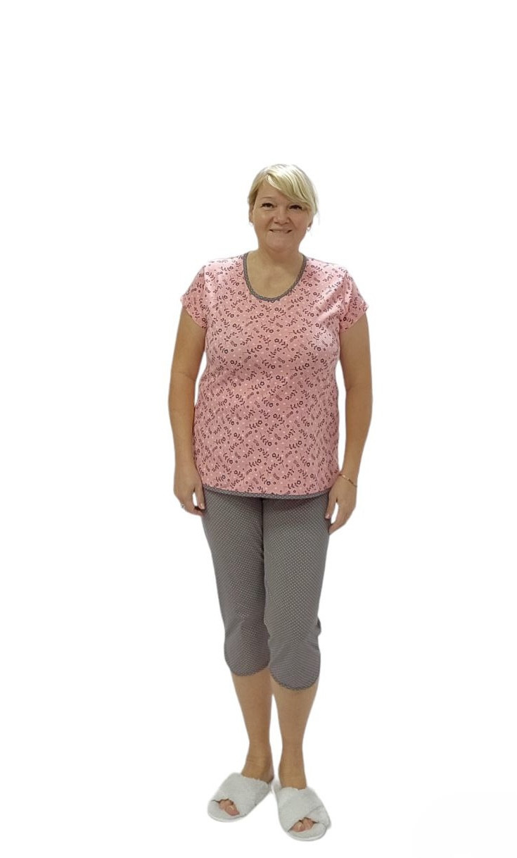 Жіноча трикотажна піжама футболка та бриджі, фото 1