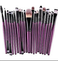 Кисти для макияжа профессиональные набор 20 шт качество фиолетовый черный