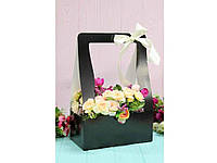 Коробка для квітів Hand bag 12*23.5*35см. кол. Чорний ТМ УПАКОВКИН "Wr"