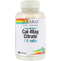 Мікроелемент Кальцій Solaray Cal-Mag Citrate 1:1 Ratio High Potency 180 Veg Caps SOR04525