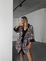 Брендовий домашній комплект халат з поясом та нічна сорочка - пеньюар на лямках(регулюються) шовк турецький Коричневый, S
