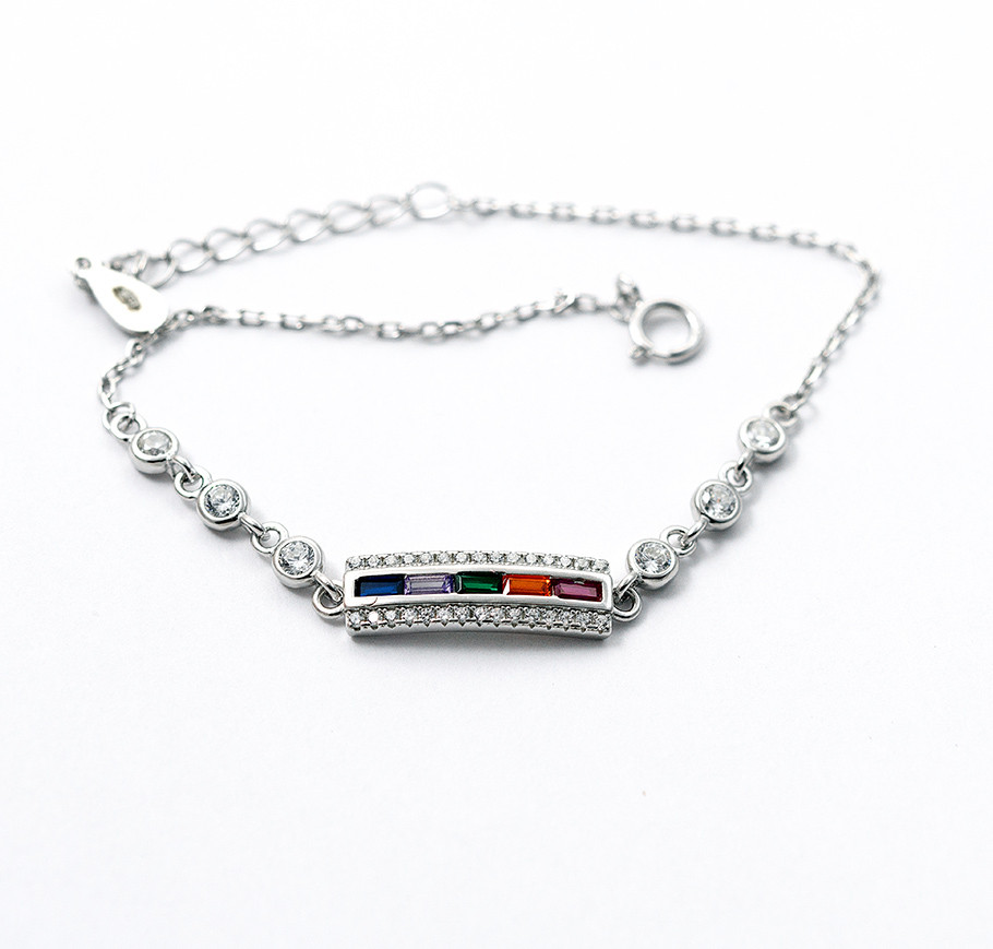 Срібний Браслет З Кольоровими Каменями, фото 1
