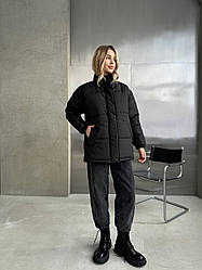 Жіноча стильна куртка пуховик стьобана легка зимова тепла курточка синтепон 250 єврозима демі