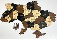 Деревянная многослойная карта Украины "Латте макиато" Logistics, 70×47 см "Wr"