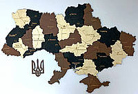 Деревянная многослойная карта Украины "Латте макиато" Simpl, 70×47 см "Wr"