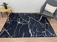 Килимок безворсовий у спальню Chilai Home Чорний мармур
