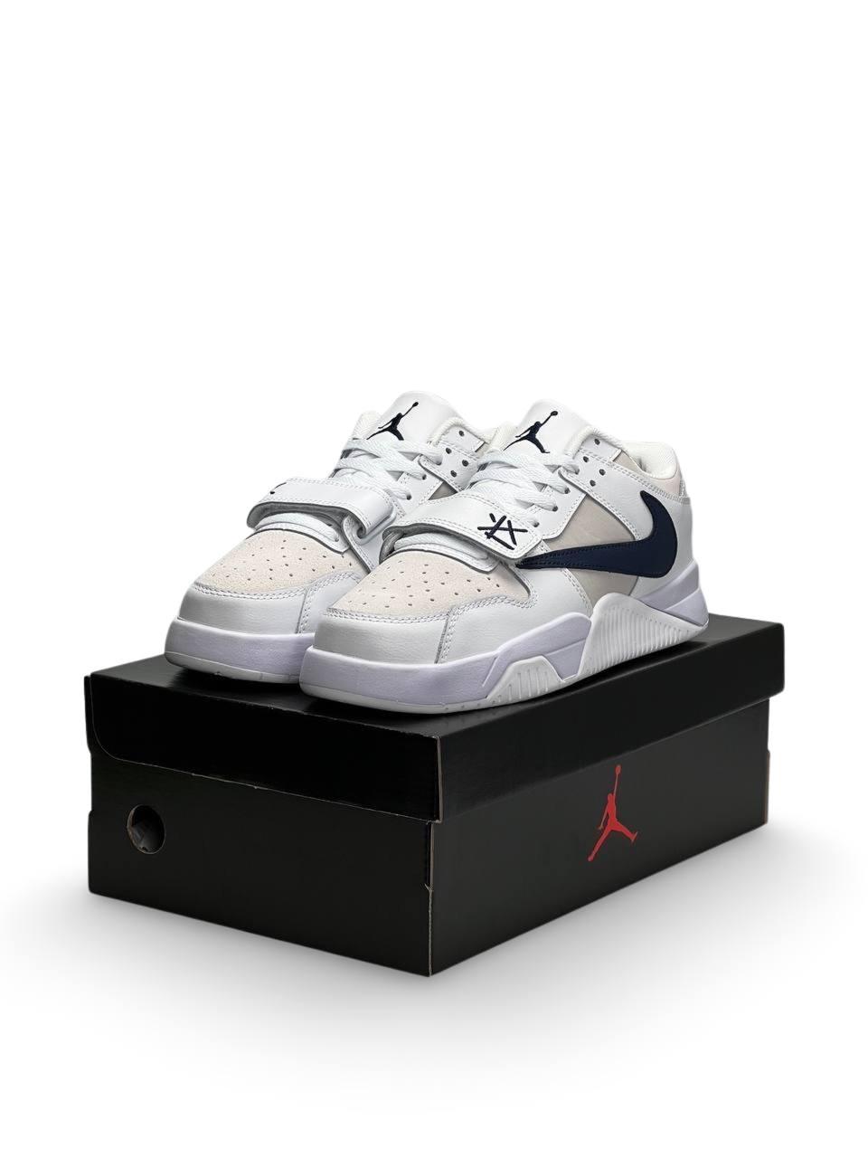 Чоловічі кросівки Nike Air Jordan Travis Scott Cut The Check White Navy (Білі) Найк Аір Джордан Тревіс Скот низькі шкіра демісезон
