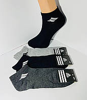 Шкарпетки чоловічі 12 пар демісезонні бавовна укорочені Adidas Туреччина розмір 41-45 темний мікс кольорів