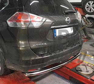 Захист заднього бампера одинарний вус на Nissan Rogue (з 2013--)