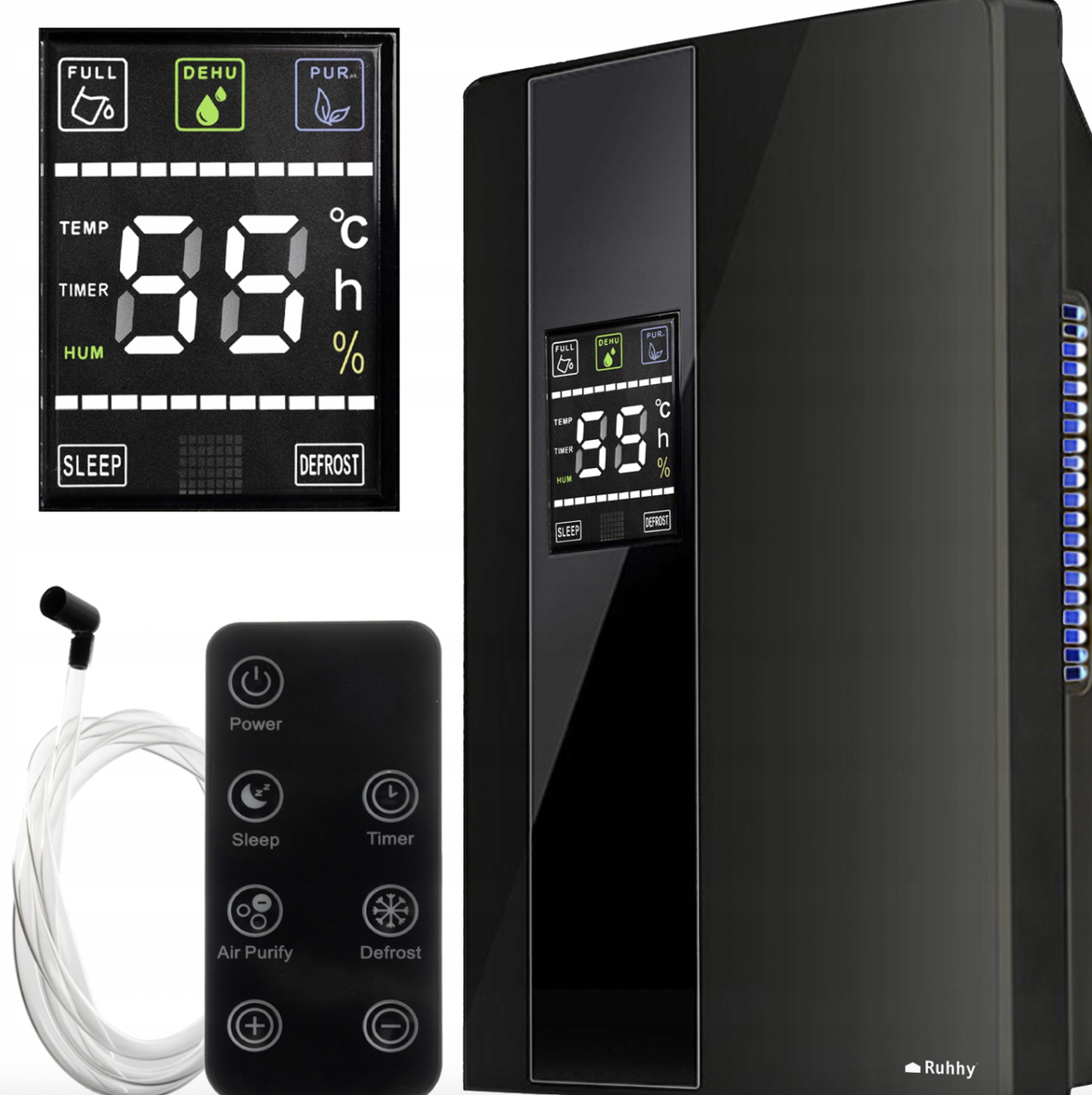 Осушувач та поглинач вологи Ruhhy 21847 Black з гігростатом та таймером, фото 1