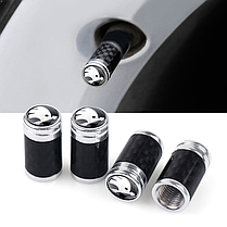Ковпачки на ніпель для авто Шокоду Alitek Carbon Silver Skoda (4 шт.), фото 3