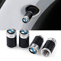 Ковпачки на ніпель із логотипом BMW Alitek Carbon Style Silver БМВ (4 шт), фото 3