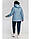 Куртка жіноча стьобана батальних розмірів демісезонна з капюшоном блакитна, фото 2