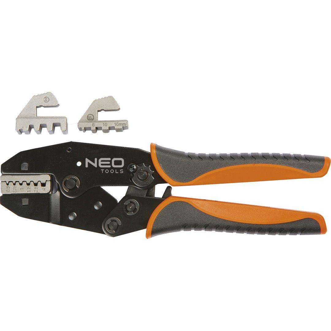 Neo Tools Кліщі обтискні, для обтиску наконечників 0.5-16мм кв., 2 змінних губок, 220мм, CrMo  Baumar - Я Люблю Це