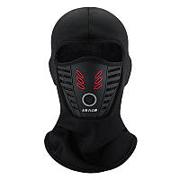 Спортивная балаклава черного цвета, эластичный водонепроницаемый подшолопник с фильтром, дышащая маска