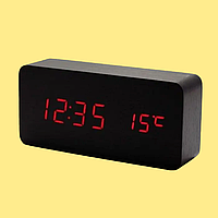 Деревянные Настольные часы VST-862 светодиодные чёрные