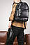 Комплект рюкзак бананка Street чорний набір шкіряний міський чоловічий жіночий, фото 5