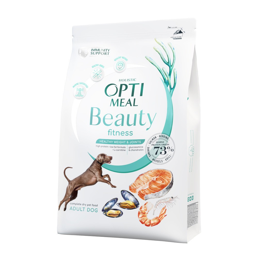 Optimeal Beauty Fitness Healthy Weight & Joints сухий корм для собак здорова вага та суглоби морепродукти 4 кг