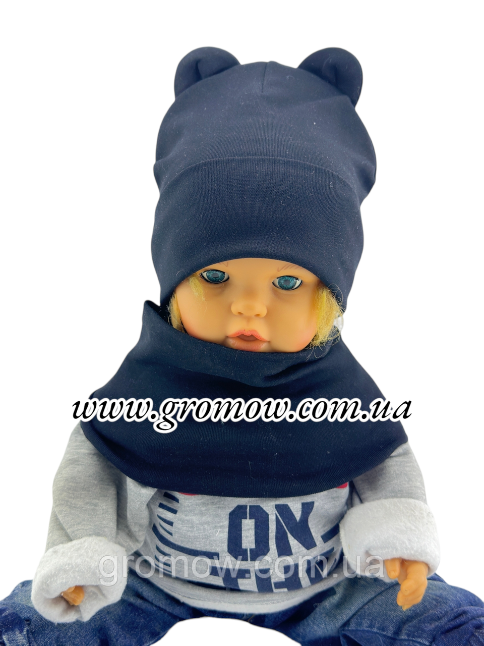 Оптом шапки 44, 46, 48, 50, 52 розмір трикотажна з хомутом головні убори гурт (ОШ36352), фото 1