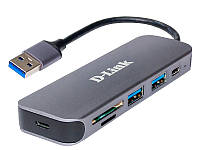 D-Link DUB-1325 USB-концентратор 2xUSB3.0, 1xUSB Type-C, 1xSD, 1x-microSD, USB 3.0