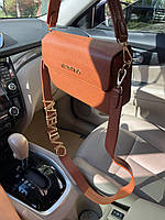 Жіноча сумка-клатч Valentino коричнева маленька через плече з еко-шкіри Валентино