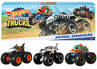 Hot Wheels Monster Trucks Creature 3-Pack Набор 3 монстр-трака Акула, Пиранья, Динозавр 1:64 Оригинал