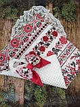 Зимовий конверт з мереживом та принтом вишиванка для новонароджених дівчаток, фото 2